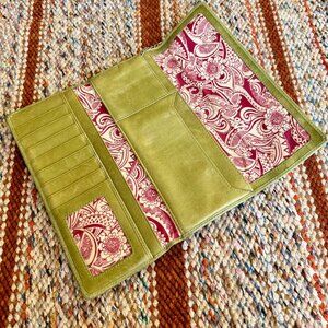 Lime Green and Pink Hobo International Tri-Fold Genuine Leather Wallet
